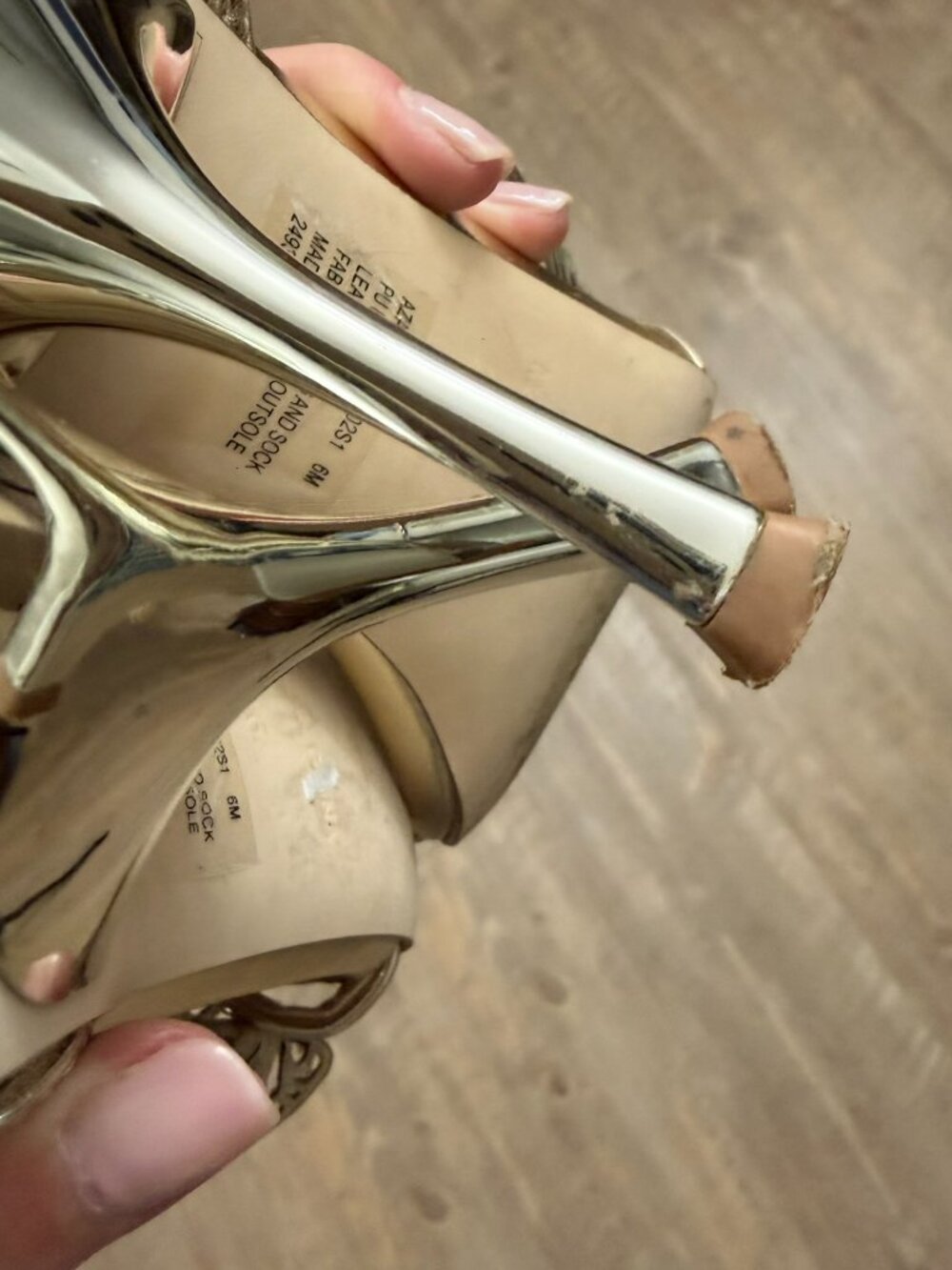 Steve Madden Gold Butterfly Ankle Strap Azariah Heels Size 6 - Picture 4 of 5